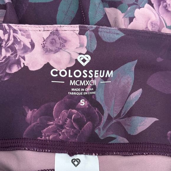 Colosseum Capri Leggings Womens Small Purple Allure Peonies Pockets Yoga Active - Picture 7 of 8